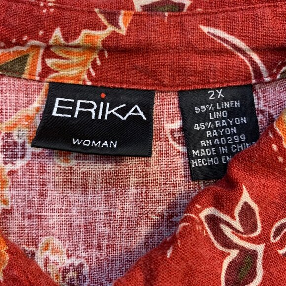 Vintage Printed Boho Linen Button Up | Women's 2X | Erika - Picture 3 of 6
